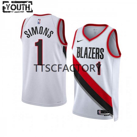 Kinder NBA Portland Trail Blazers Trikot Anfernee Simons 1 Nike 2022-23 Association Edition Weiß Swingman
